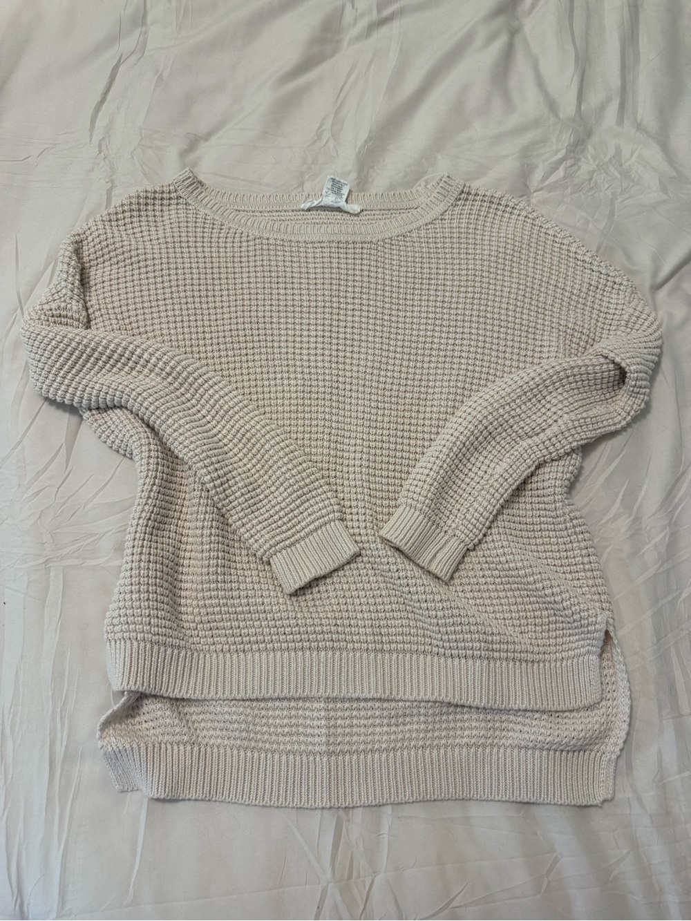 Knitworks Waffle Knit Crewneck Sweater - Pale Cream